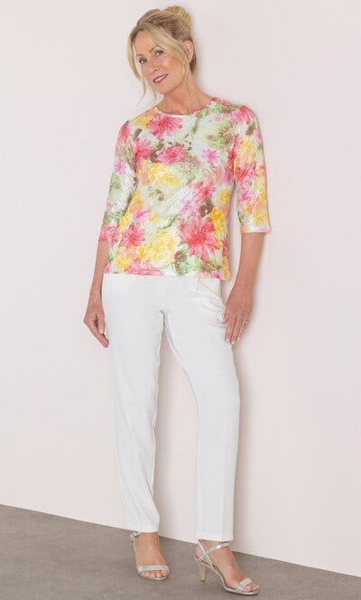 Anna Rose Shimmer Garden Print Jersey Top