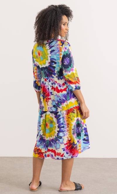 Bold Floral Printed Loose Fit Dress