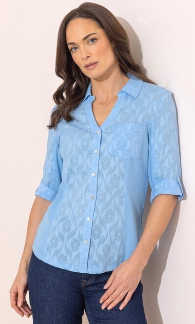 Jacquard And Ribbed Fitted Cotton Shirt
