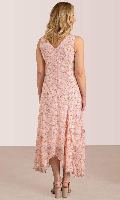 Anna Rose Dip Hem Printed Midi Dress