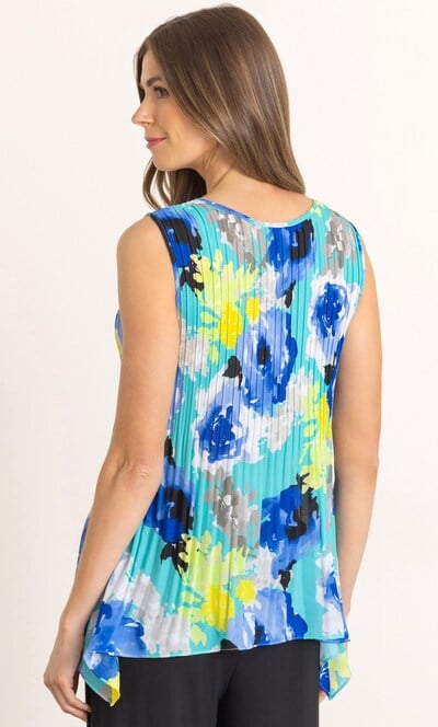 Crochet Trim Floral Pleat Top