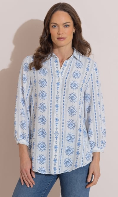 Textured Floral Print Blouse