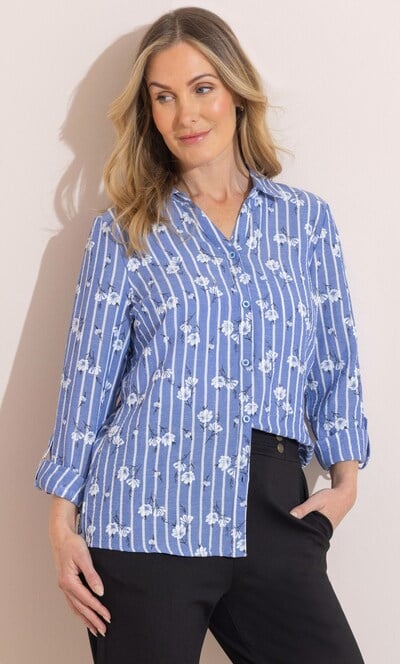 Anna Rose Floral And Stripe Blouse