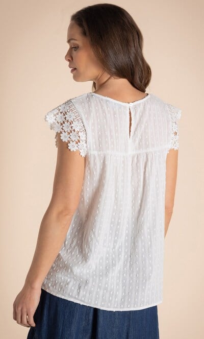 Lace Trim Dobby Cotton Top
