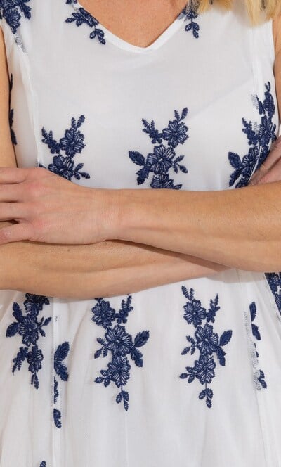 Anna Rose Embroidered Mesh Midi Dress