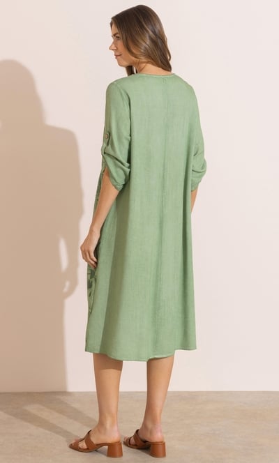 Printed Relaxed Fit Linen Blend Dress