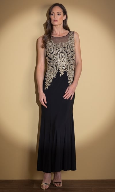 Embellished Sleeveless Maxi Evening Dress