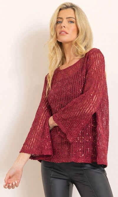 Open Sequin Knitted Top