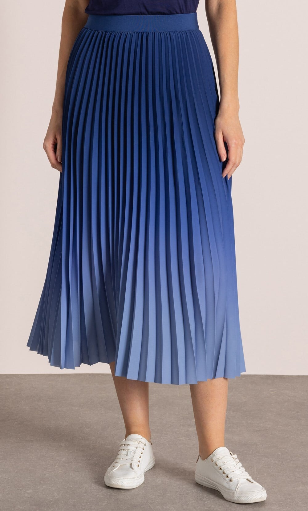 Orange & Red Ombre Pleated Midi Skirt Set