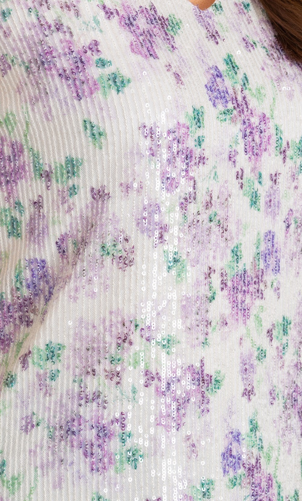 SEQUIN RHINESTONE MESH TOP IN LEAVES